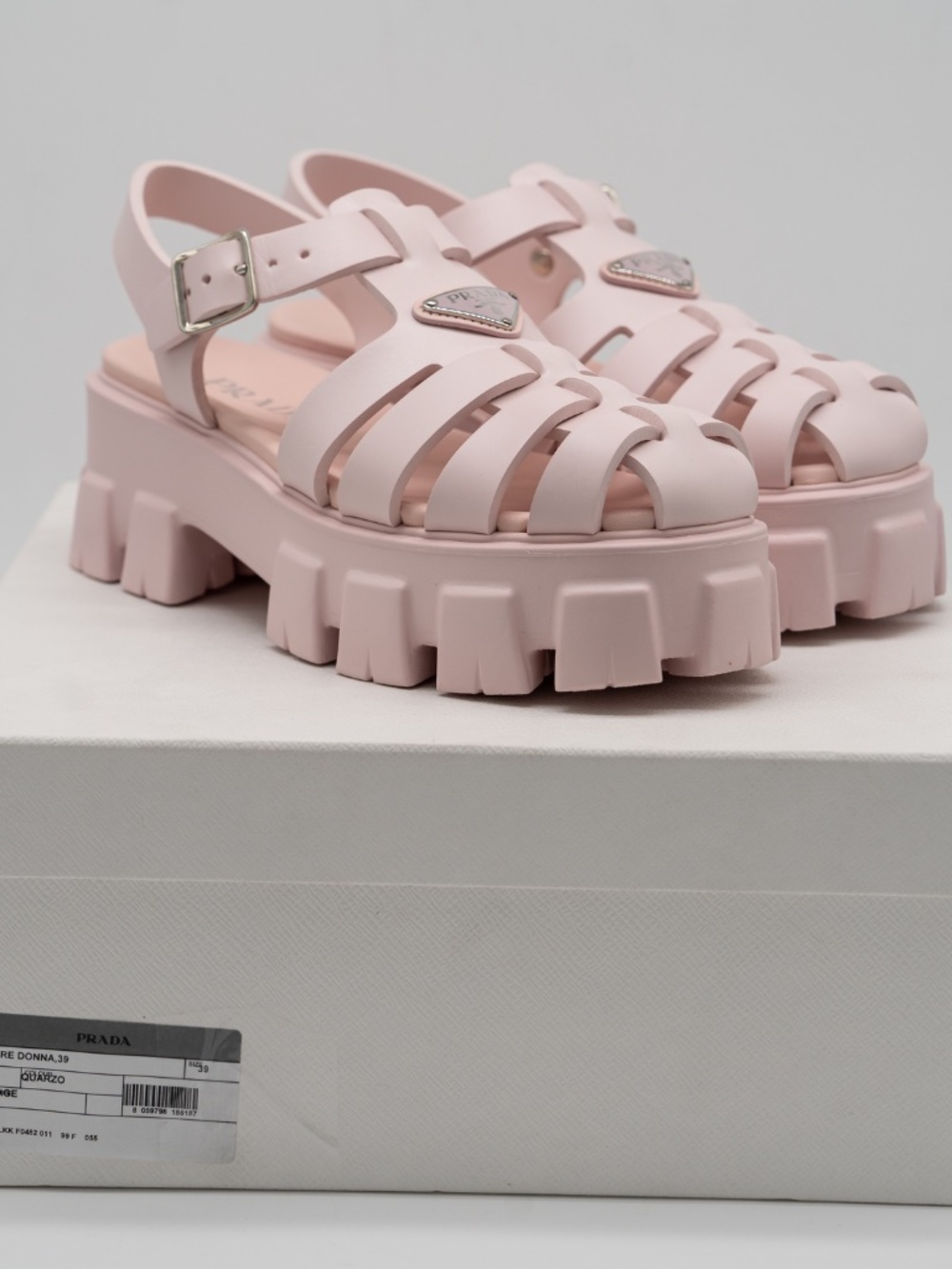 Prada Fisherman Platform Sandals Cage Pink Rubber Women's size 39 eu 9 US - Picture 11 of 12